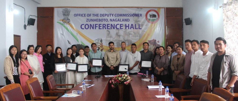 Deputy Commissioner Zunheboto Dharam Raj, IAS along with others at DC Conference Hall on July 2. (Morung Photo)